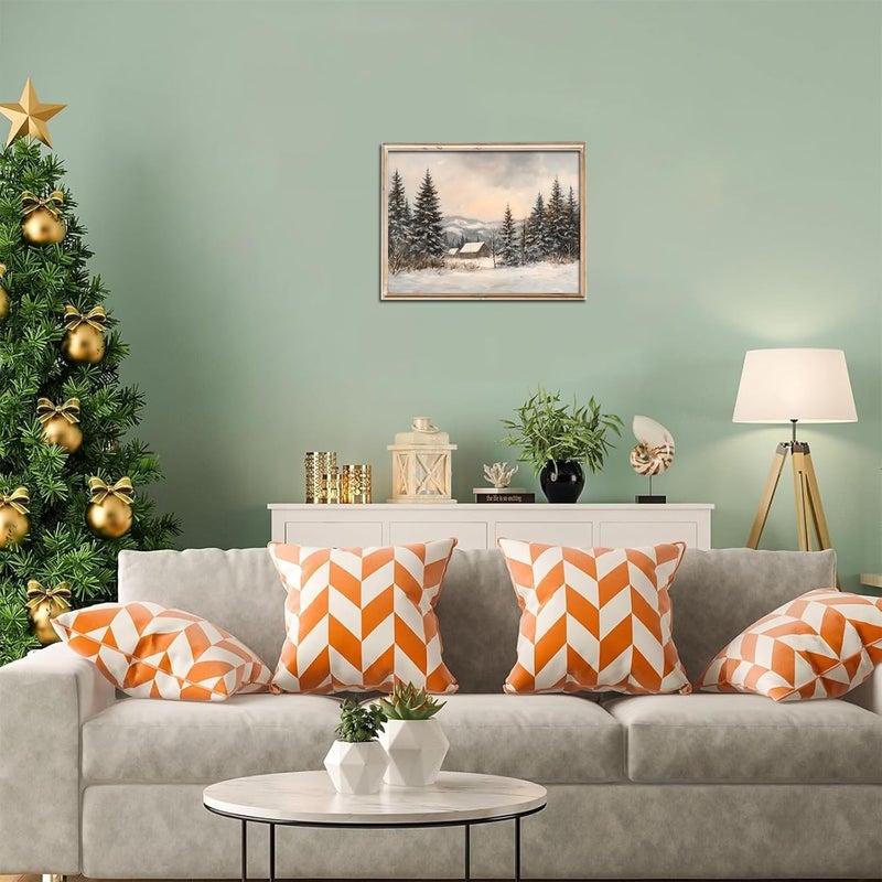 Kizbok Kizbook Vintage Christmas Wall Decor, Neutral Christmas Holiday Art Prints Painting, Farmhouse Snowy Landscape Xmas Christmas Poster, Christmas Gallery Wall Art Winter Forest Print, Vintage Christmas Decor for Holiday (8""x10""-Unframed) - Image 2